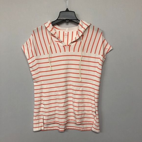 Talbots Women Cap Sleeve Terry Hoodie Top Shirt Size Small Striped B179 -22 - Picture 1 of 13